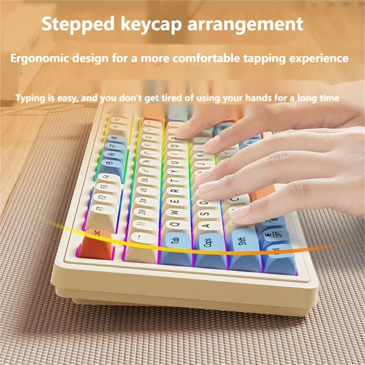 Wired Gaming Keyboard - Rainbow Backlight, Portable Black Keyboard, 98-Key Office Keyboard, Ergonomic Design with Multimedia Knob and Ball-shaped Keys, Suitable for Gamers and Office Use, Compatible with Windows and Laptop Accessories