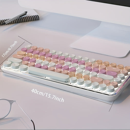 AJAZZ K840T Wireless Mechanical Keyboard Full Keys Punchless Round Keys Mac\u002FPC Gaming Office Triple Mode Connection
