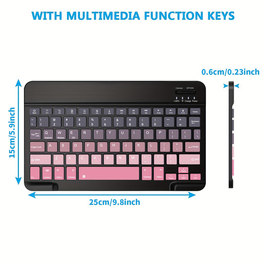 Ultra-Slim Rechargeable Bluetooth Keyboard Portable Compact Wireless Keyboard