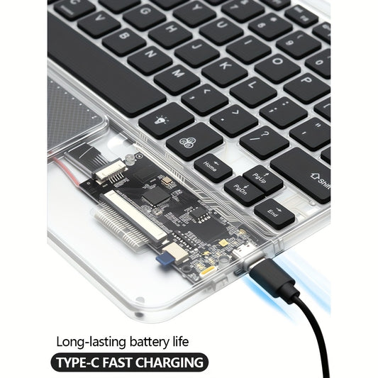 Flat Wireless Transparent Keyboard, Compact And Portable, Easy to Carry When Going Out, Can Simultaneously Connect 3 Electronic Products, Switch In One Second, Convenient for Office And Entertainment