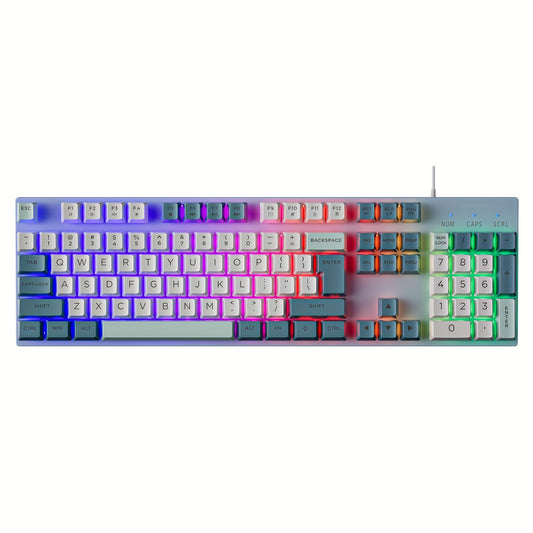 Rainbow LED Gaming Keyboard Rainbow LED Backlit Mechanical Feeling Gaming Keyboard, 104 Keys Wired Keyboard | USB Wired Mechanical Computer Keyboard for Office Laptop, Desktop, PC Gamers