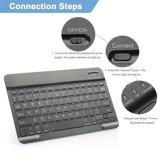 BT Connected Ultra-Thin Wireless Keyboard, Suitable for Computers\u002FTablets\u002FPhones\u002FOffice, Switchable Android\u002FWindows\u002FIOS Systems, Type C Rechargeable 10-inch Wireless Keyboard, Portable Tablet Keyboard