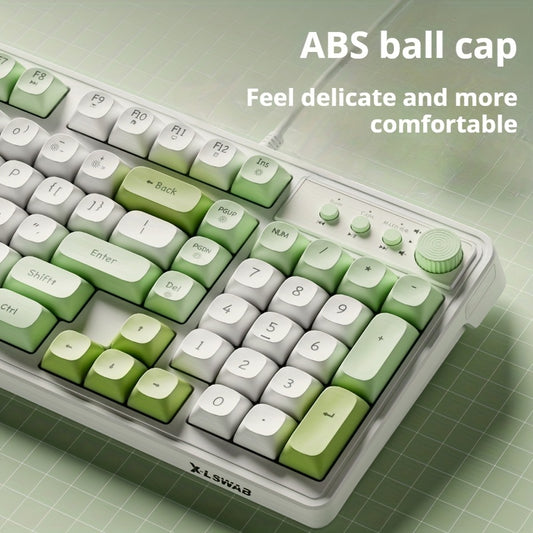 EWEADN Wired Silent Gaming Keyboard with Rainbow Backlight, Quiet Typing Keys