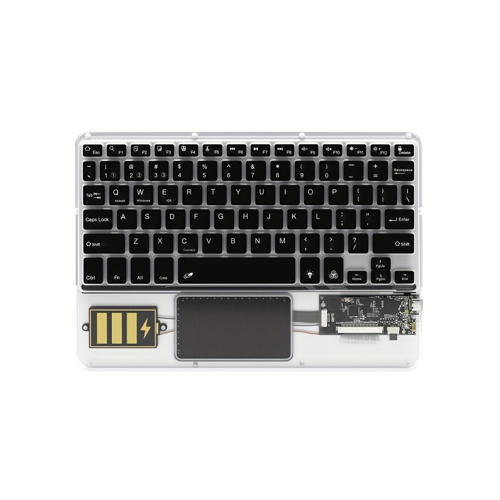 Flat Wireless Transparent Keyboard, Compact And Portable, Easy to Carry When Going Out, Can Simultaneously Connect 3 Electronic Products, Switch In One Second, Convenient for Office And Entertainment