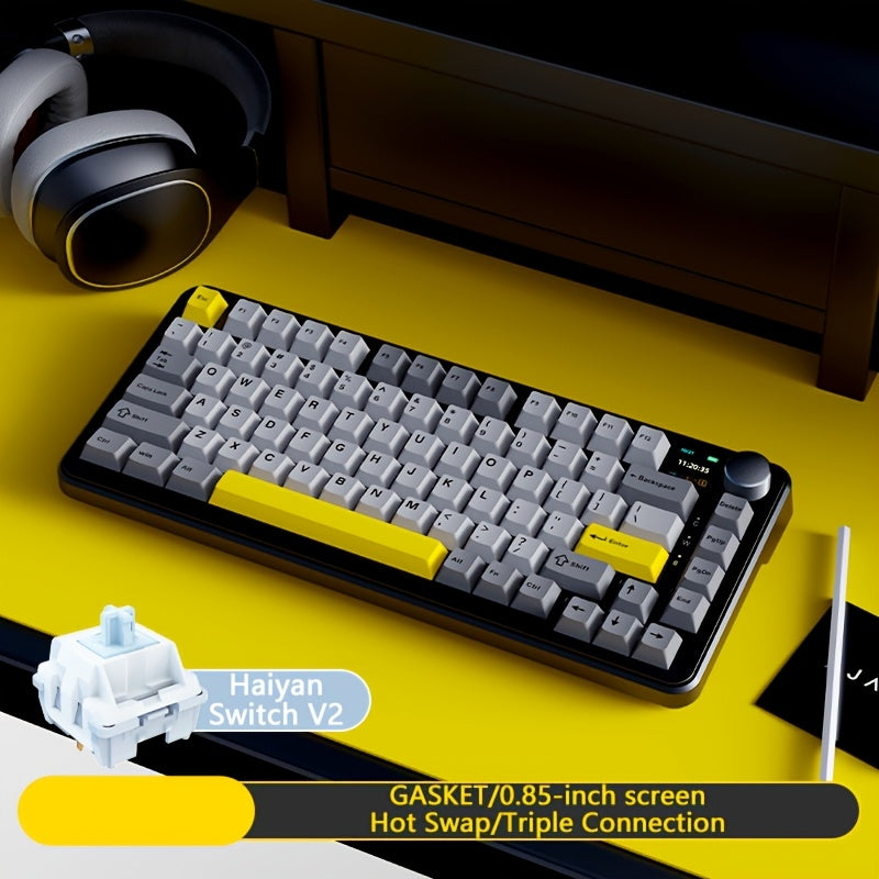 Ak820max Ergonomic Wireless Mechanical Keyboard - 3 Modes, USB Rechargeable with Type-C Charging Port