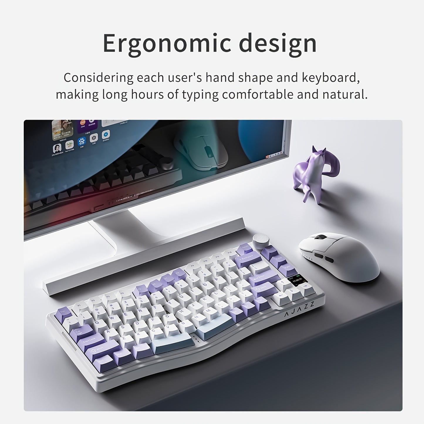 AJAZZ AKS075 Three-mode Mechanical Keyboard Ergonomic Wireless Keyboard Hot-swappable VIA Color Screen RGB Lighting Gasket Structure Suitable For Office Games And E-sports
