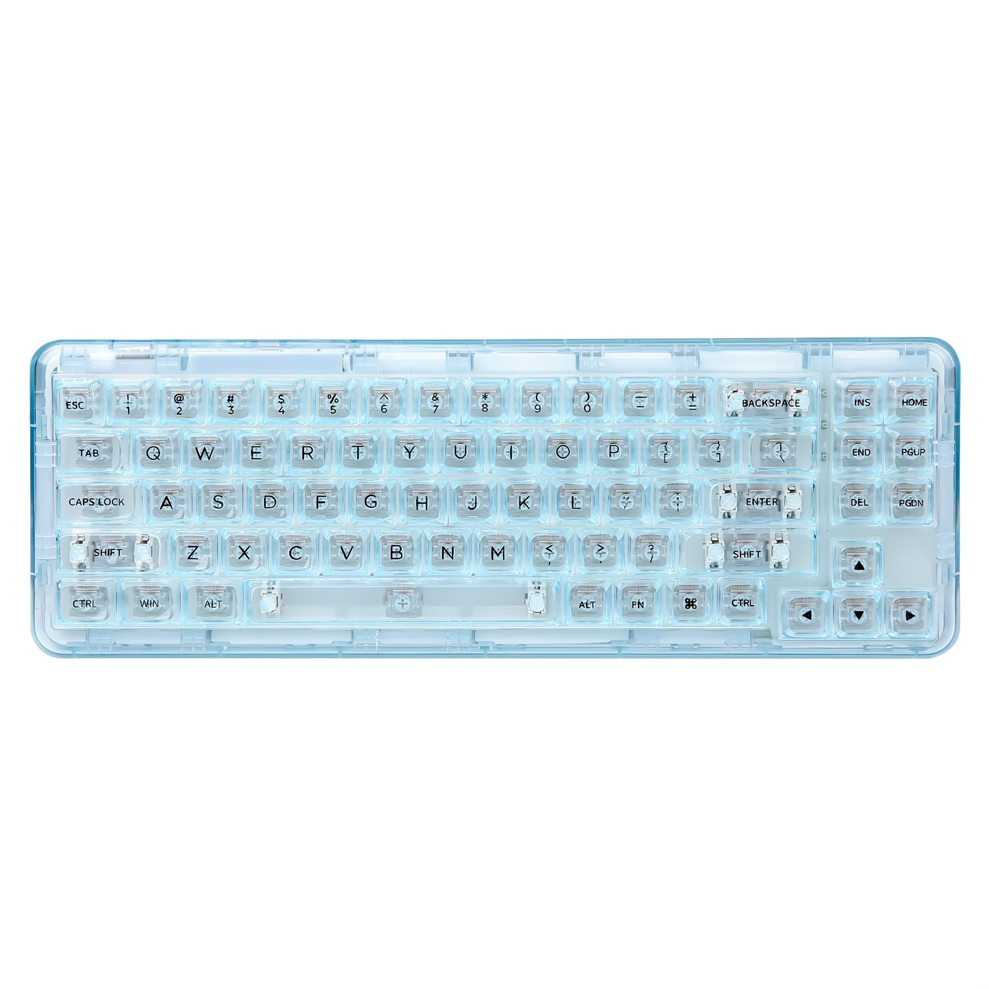 YUNZII X71 Cyan Mechanical Keyboard, 68% Layout 71 Keys, BT5.0\u002F2.4G\u002FUSB-C Wired, Wireless RGB, Ergonomic, Backlit, Hotkeys, Media Keys, Rechargeable Lithium Battery, Type-C Charging, Compatible with Win\u002FMac