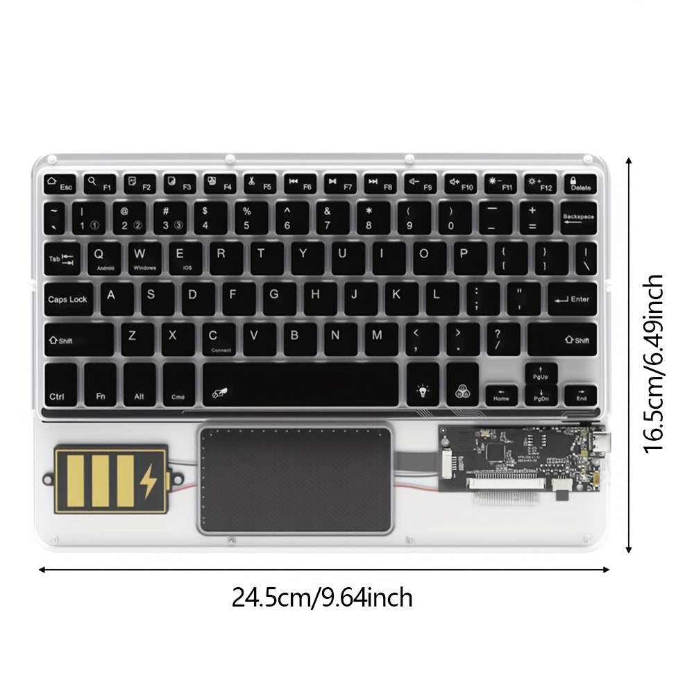 Flat Wireless Transparent Keyboard, Compact And Portable, Easy to Carry When Going Out, Can Simultaneously Connect 3 Electronic Products, Switch In One Second, Convenient for Office And Entertainment