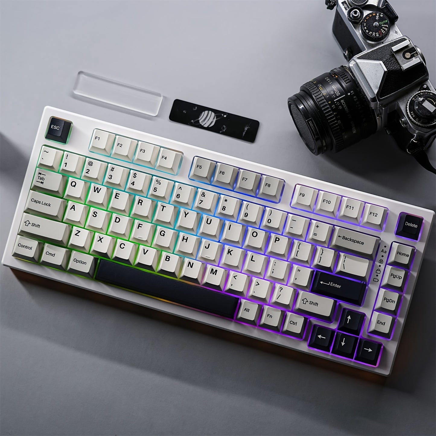 YUNZII YZ75 75% Hot Swappable Wireless Gaming Mechanical Keyboard  RGB Backlights  BT5.0\u002F2.4G\u002FUSB-C  Dye Sub PBT Keycaps  for Linux\u002FWin\u002FMac  Gateron G Pro Yellow, White