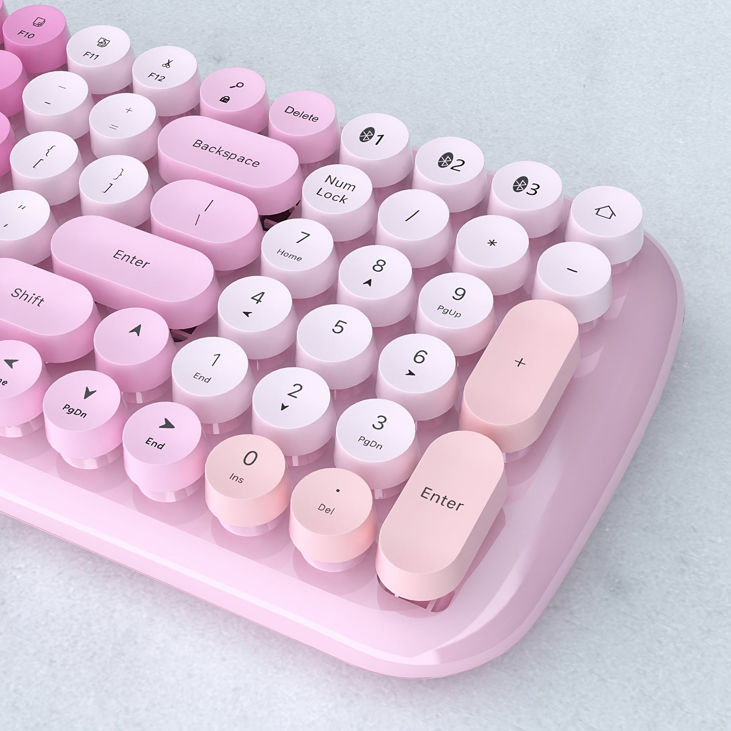 UBOTIE Compact Wireless Single Keyboard | Wireless Connection, AA Battery Powered, Multicolor Retro Design, 2.4GHz Dropout-Free Connection, Multi-device Compatible | Ultra-thin Portable Layout for Office, Home And Travel