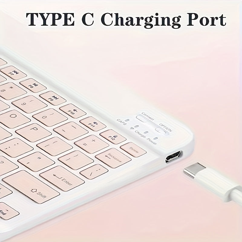 Ultra-Thin Wireless Keyboard, Portable Mini Wireless Keyboard, Rechargeable Keyboard Suitable for iPad Tablet Laptop Smartphone