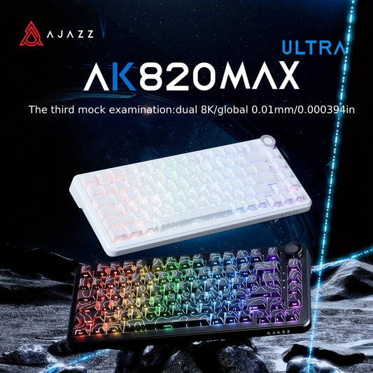 AJAZZ AK820 MAX New Tri-Mode Magnetic Shaft Upgrade Edition: Stylish Wireless Gaming Keyboard with Adjustable Key Travel and Low Latency, RT Support