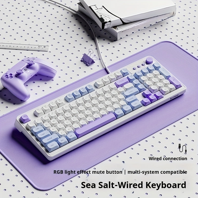 EWEADN Wired Silent Gaming Keyboard with Rainbow Backlight, Quiet Typing Keys, Anti-Ghosting, Ergonomic Design, USB Plug and Play for Laptop Desktop PC Office and Gaming Use