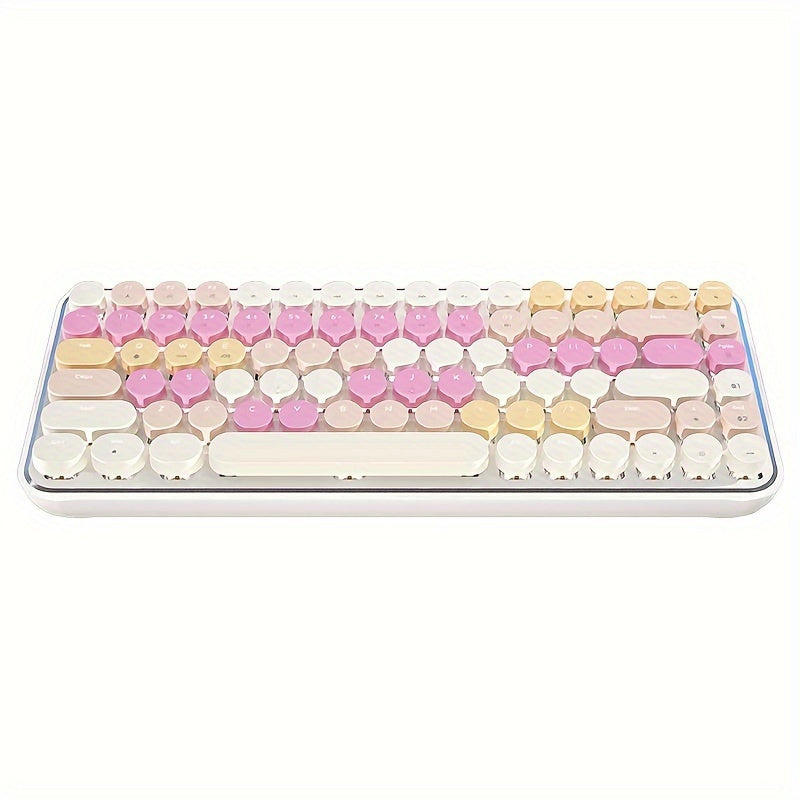 AJAZZ K840T Wireless Mechanical Keyboard Full Keys Punchless Round Keys Mac\u002FPC Gaming Office Triple Mode Connection