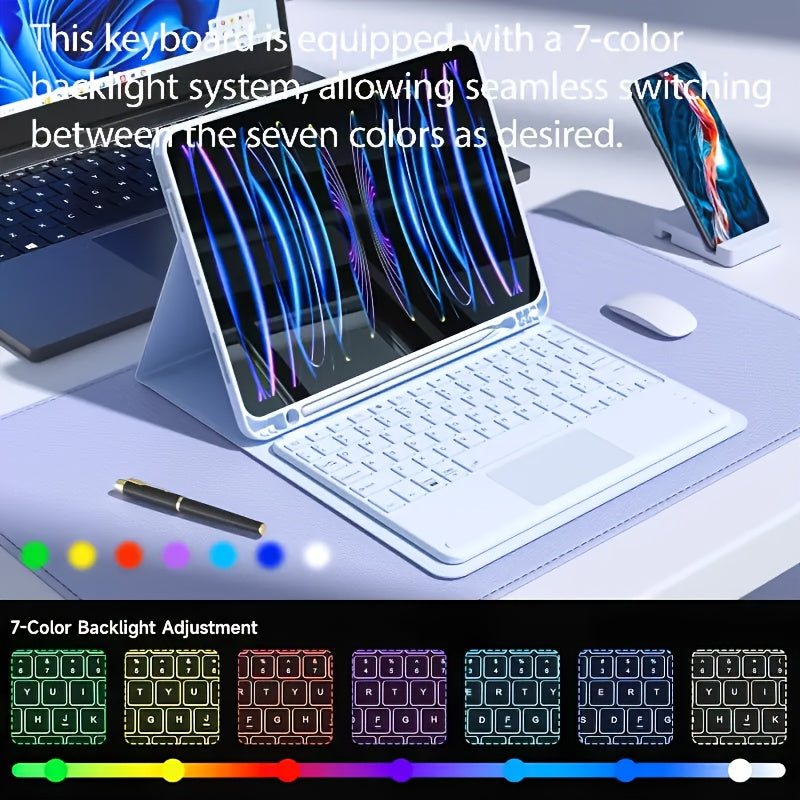 Ultra-thin RGB Wireless Keyboard Combo with Trackpad And Type-C Charging. Features A Keyboard