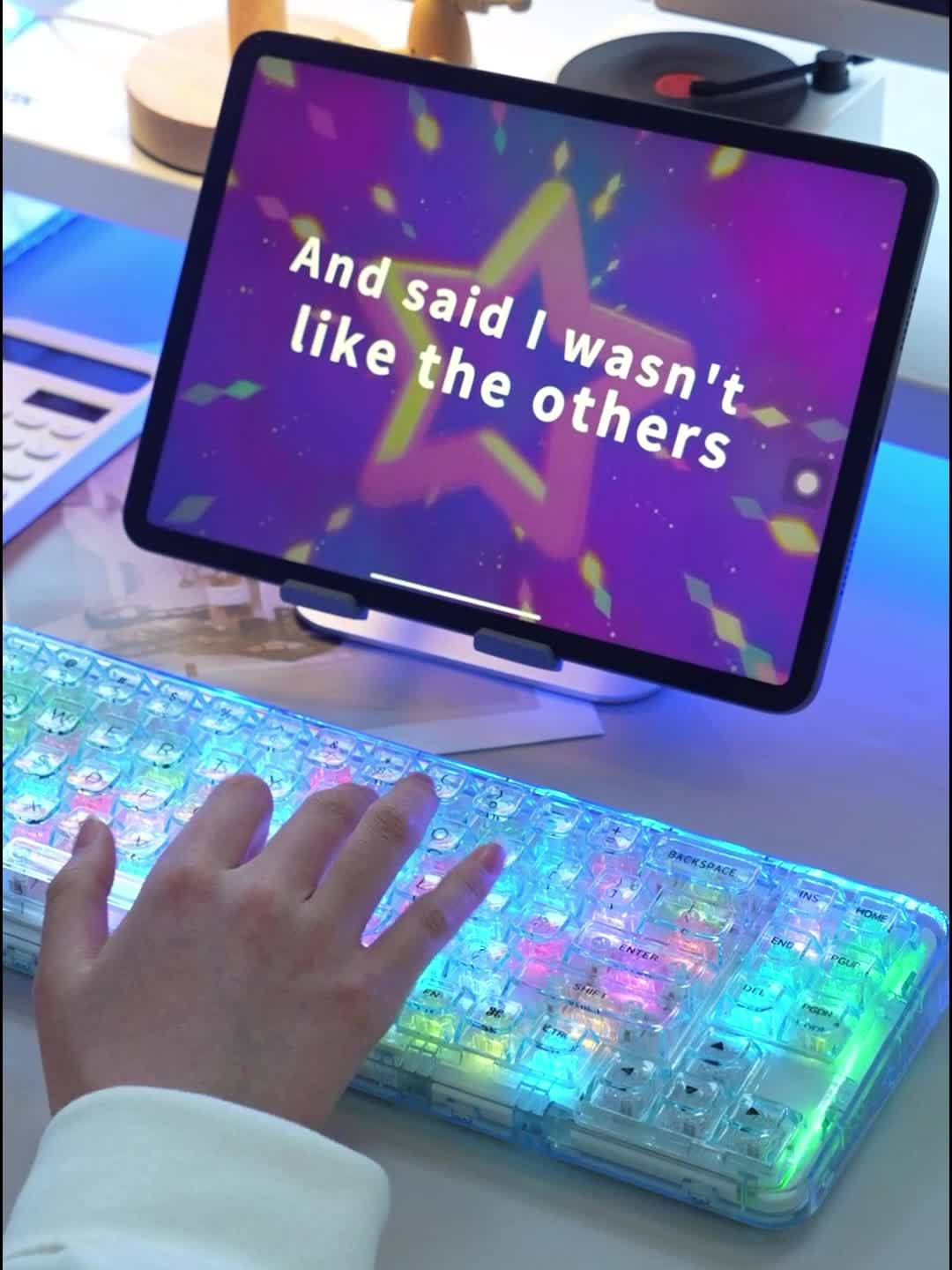 YUNZII X71 Cyan Mechanical Keyboard, 68% Layout 71 Keys, BT5.0\u002F2.4G\u002FUSB-C Wired, Wireless RGB, Ergonomic, Backlit, Hotkeys, Media Keys, Rechargeable Lithium Battery, Type-C Charging, Compatible with Win\u002FMac