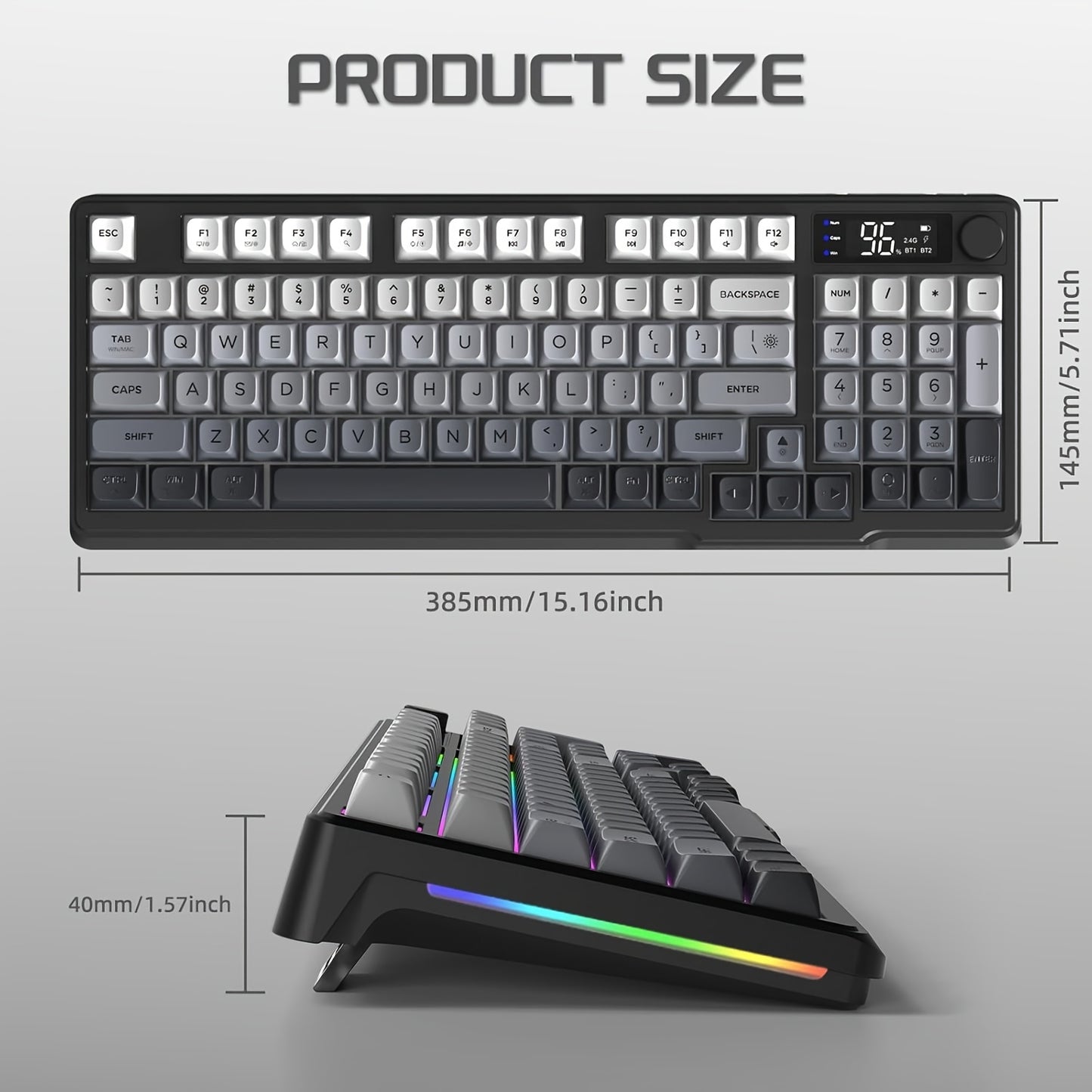ATTACK SHARK X FREEWOLF M96 Dual Mode Wireless Gaming Keyboard with 2.4G & BT 5.0