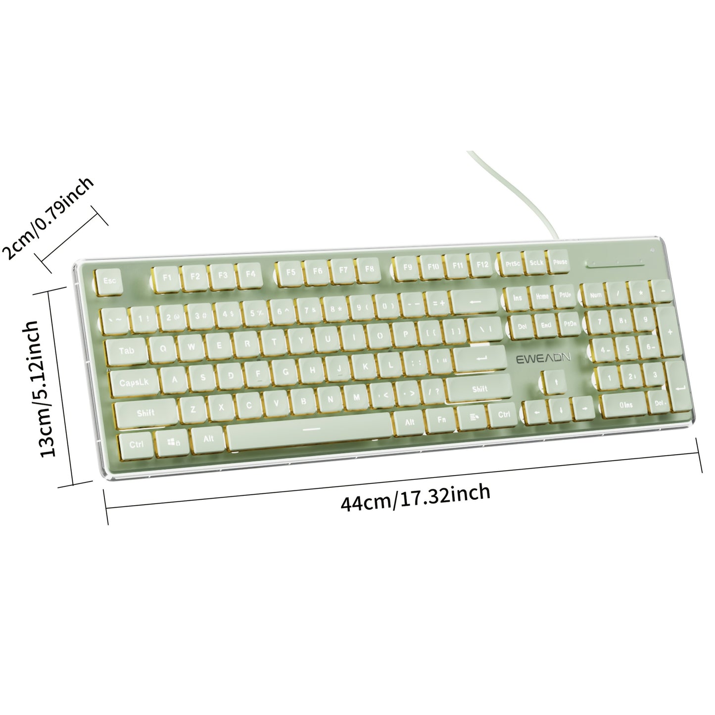 EWEADN Wired Mechanical Feel Keyboard with Aluminum Alloy Panel & ABS Keycaps - Single Color Backlit