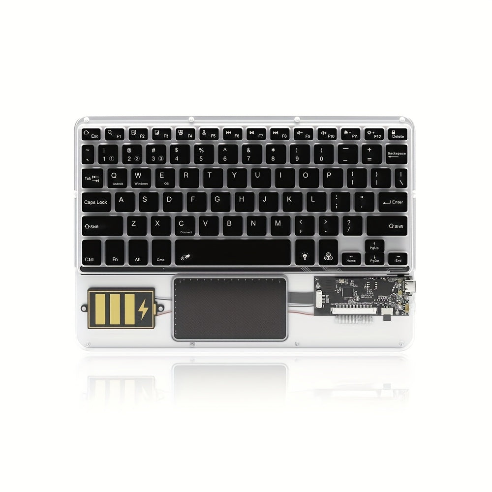 Flat Wireless Transparent Keyboard, Compact And Portable, Easy to Carry When Going Out, Can Simultaneously Connect 3 Electronic Products, Switch In One Second, Convenient for Office And Entertainment