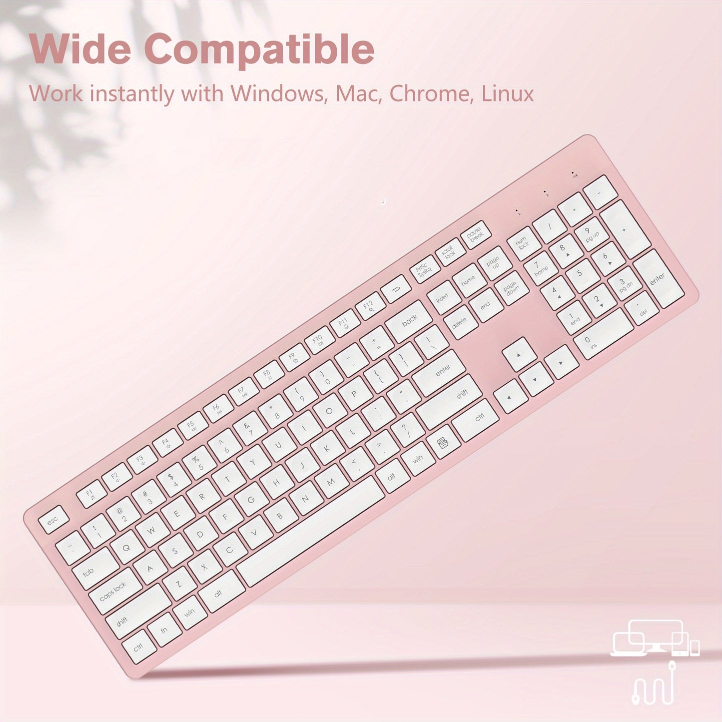 Wireless Keyboard Quiet and Low Noise Office Keyboard Desktop Notebook Universal Built-in receiver Plug and play