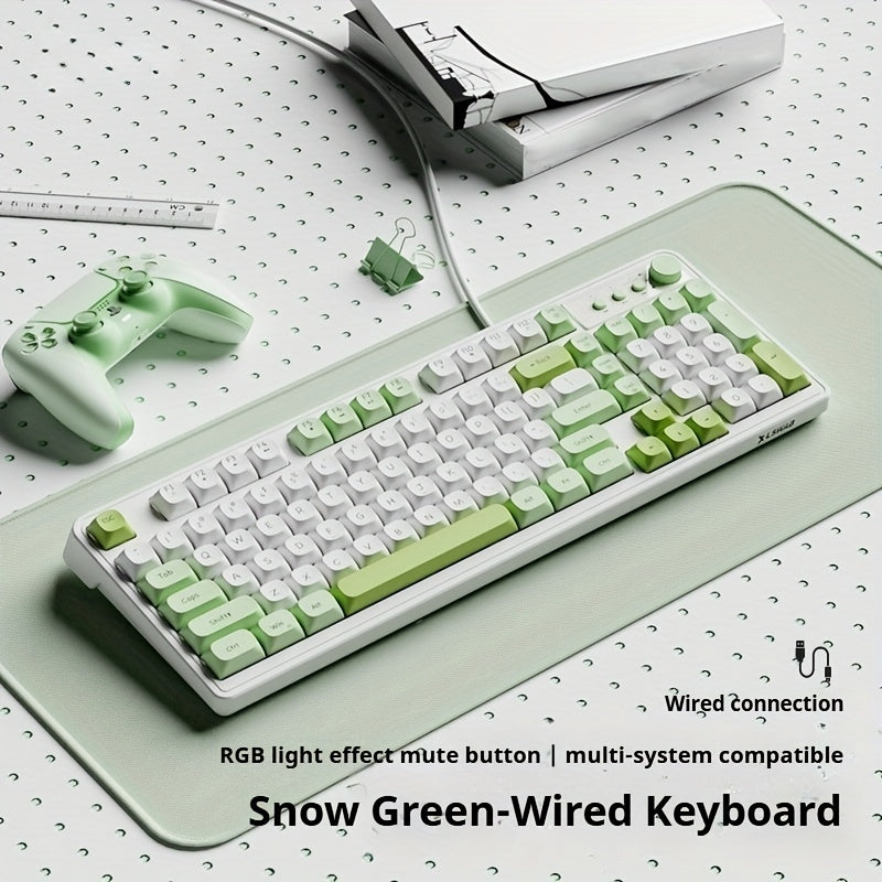 EWEADN Wired Silent Gaming Keyboard with Rainbow Backlight, Quiet Typing Keys, Anti-Ghosting, Ergonomic Design, USB Plug and Play for Laptop Desktop PC Office and Gaming Use