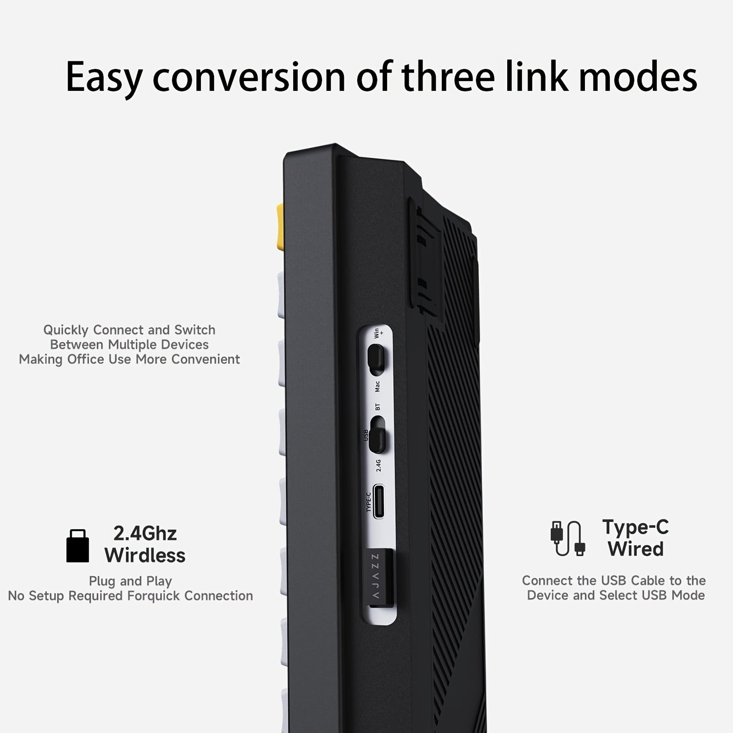 AK650 65% Compact Mechanical Gaming Keyboard with 3 Modes, Wireless Connectivity, 0.85\