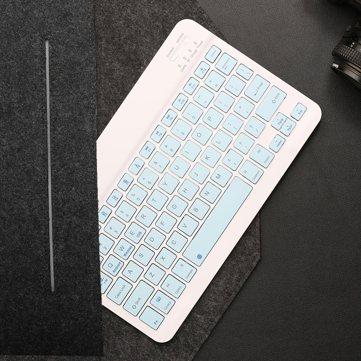 Wireless Keyboard, Ultra-Thin Wireless Keyboard, Suitable for Tablets, Laptops, Phones, 10-inch Rechargeable Wireless Keyboard, Suitable for Android, Windows, Blue