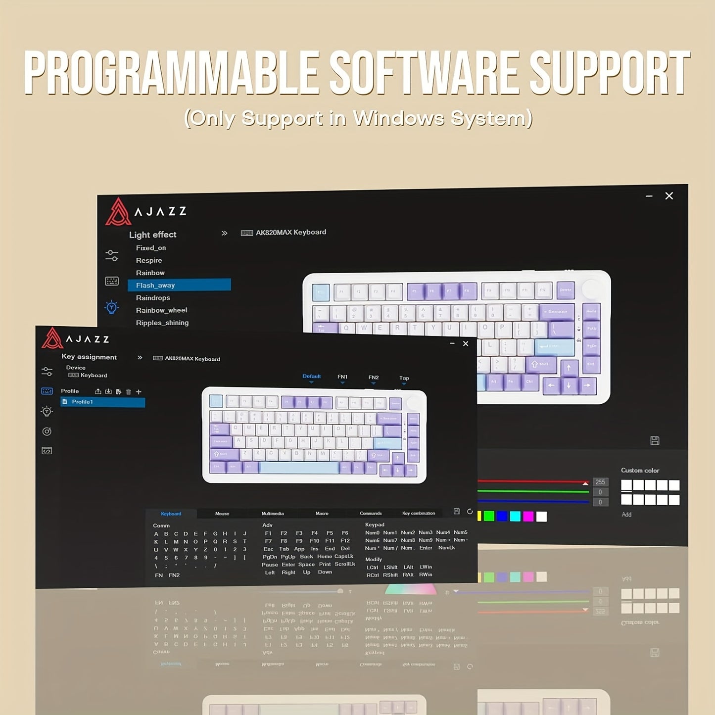 AJAZZ AK820MAX Tri-mode Mechanical Keyboard Wireless Gaming GASKET Structure 8000mAh Large Capacity