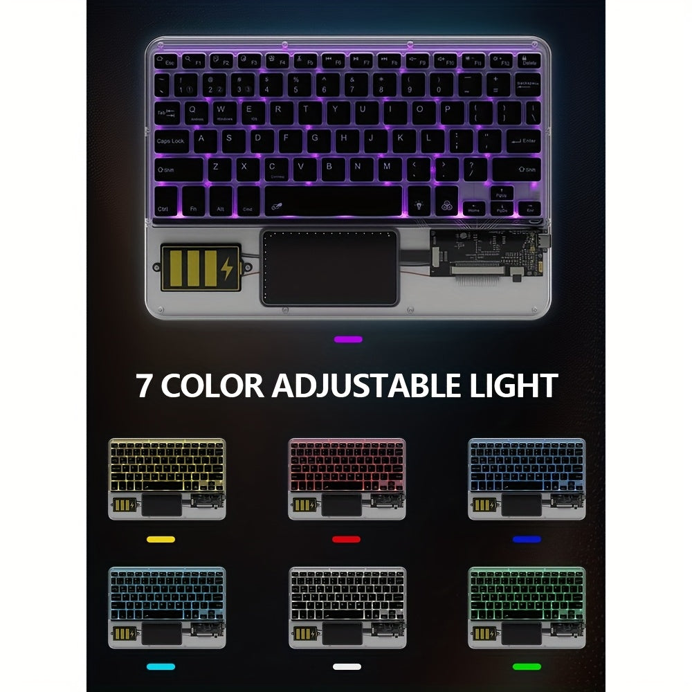 Flat Wireless Transparent Keyboard, Compact And Portable, Easy to Carry When Going Out, Can Simultaneously Connect 3 Electronic Products, Switch In One Second, Convenient for Office And Entertainment