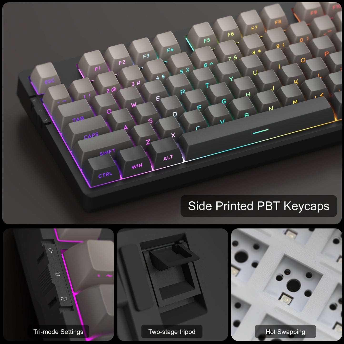 MageGee LIGHT87 Wireless Creamy Keyboard, Gasket Structure, RGB Backlit