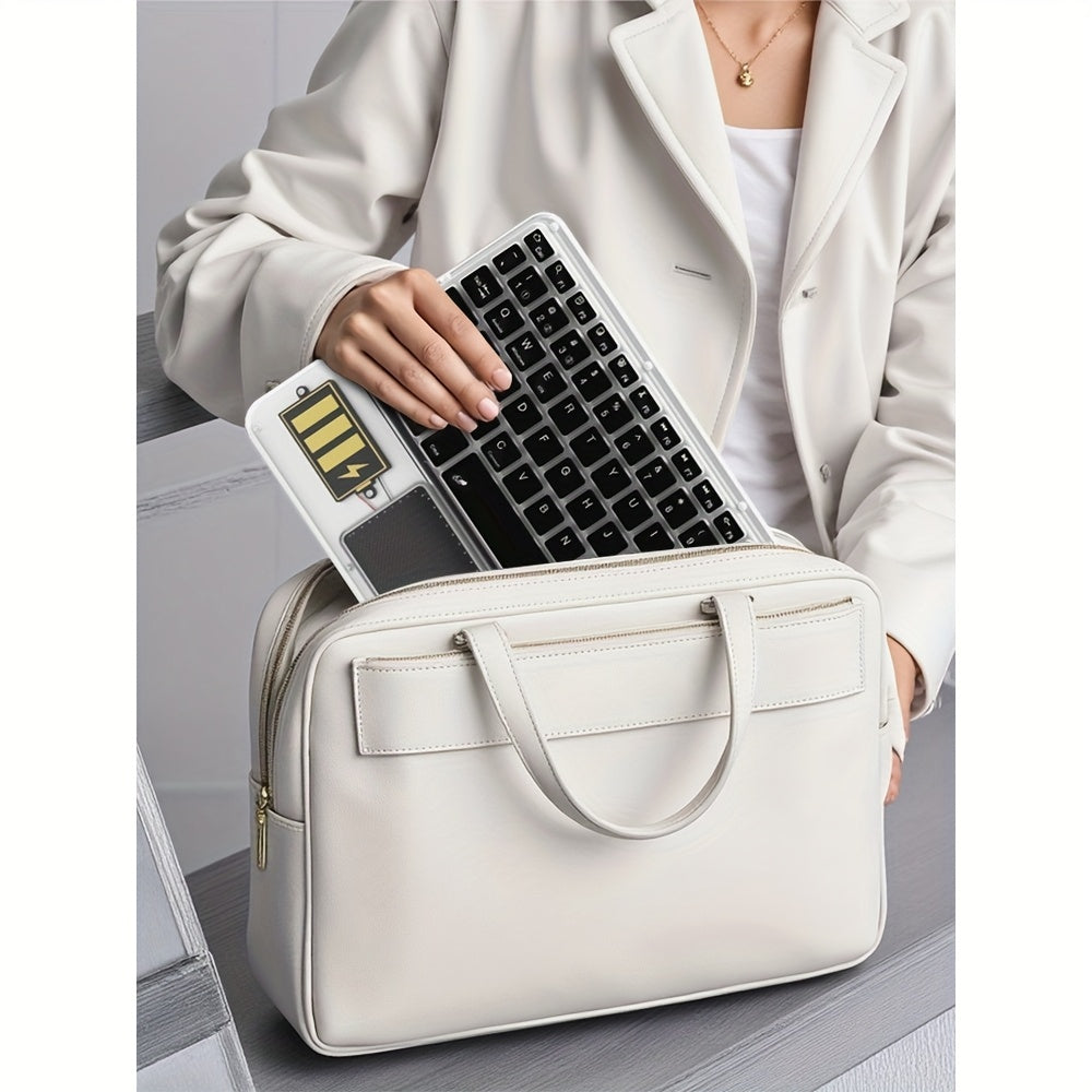 Flat Wireless Transparent Keyboard, Compact And Portable, Easy to Carry When Going Out, Can Simultaneously Connect 3 Electronic Products, Switch In One Second, Convenient for Office And Entertainment