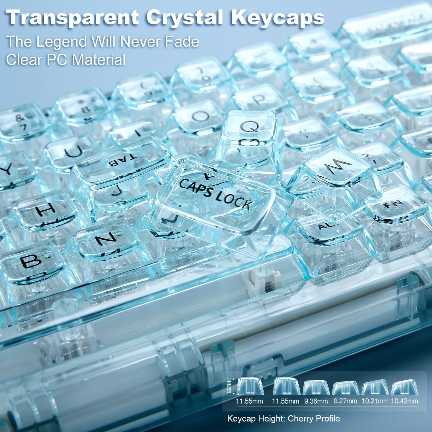 YUNZII X71 Cyan Mechanical Keyboard, 68% Layout 71 Keys, BT5.0\u002F2.4G\u002FUSB-C Wired, Wireless RGB, Ergonomic, Backlit, Hotkeys, Media Keys, Rechargeable Lithium Battery, Type-C Charging, Compatible with Win\u002FMac