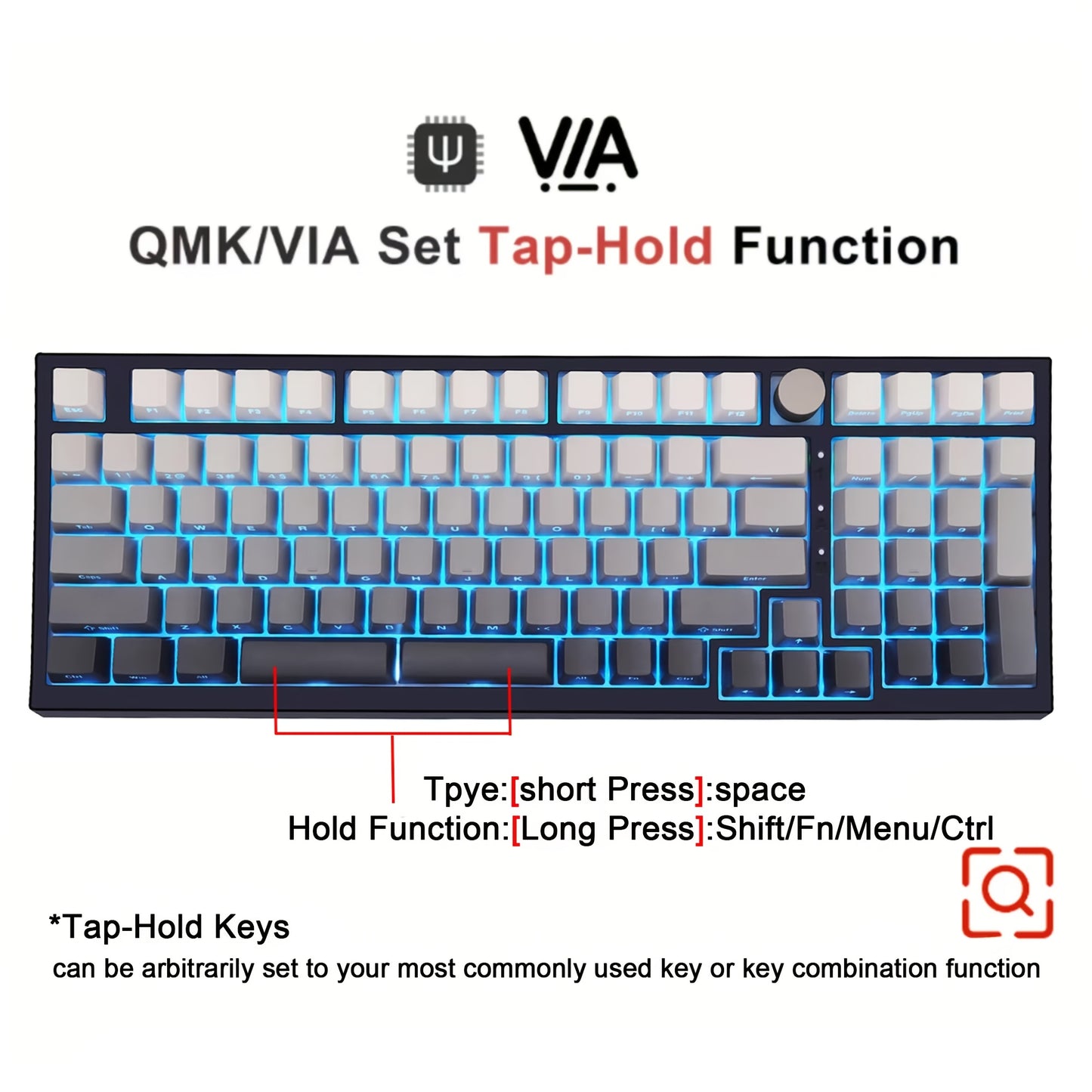 GK980 QMK\u002FVIA Wired Gaming Keyboard with 95% Layout, Silent Switches