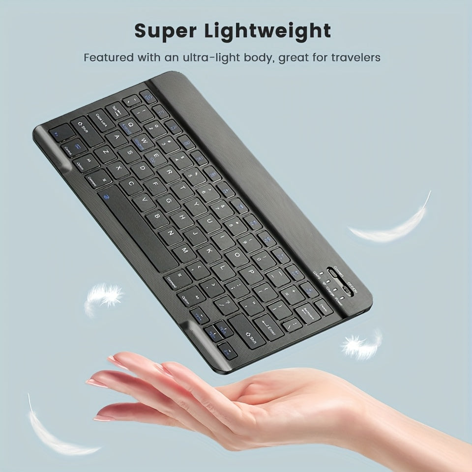 BT Connected Ultra-Thin Wireless Keyboard, Suitable for Computers\u002FTablets\u002FPhones\u002FOffice, Switchable Android\u002FWindows\u002FIOS Systems, Type C Rechargeable 10-inch Wireless Keyboard, Portable Tablet Keyboard