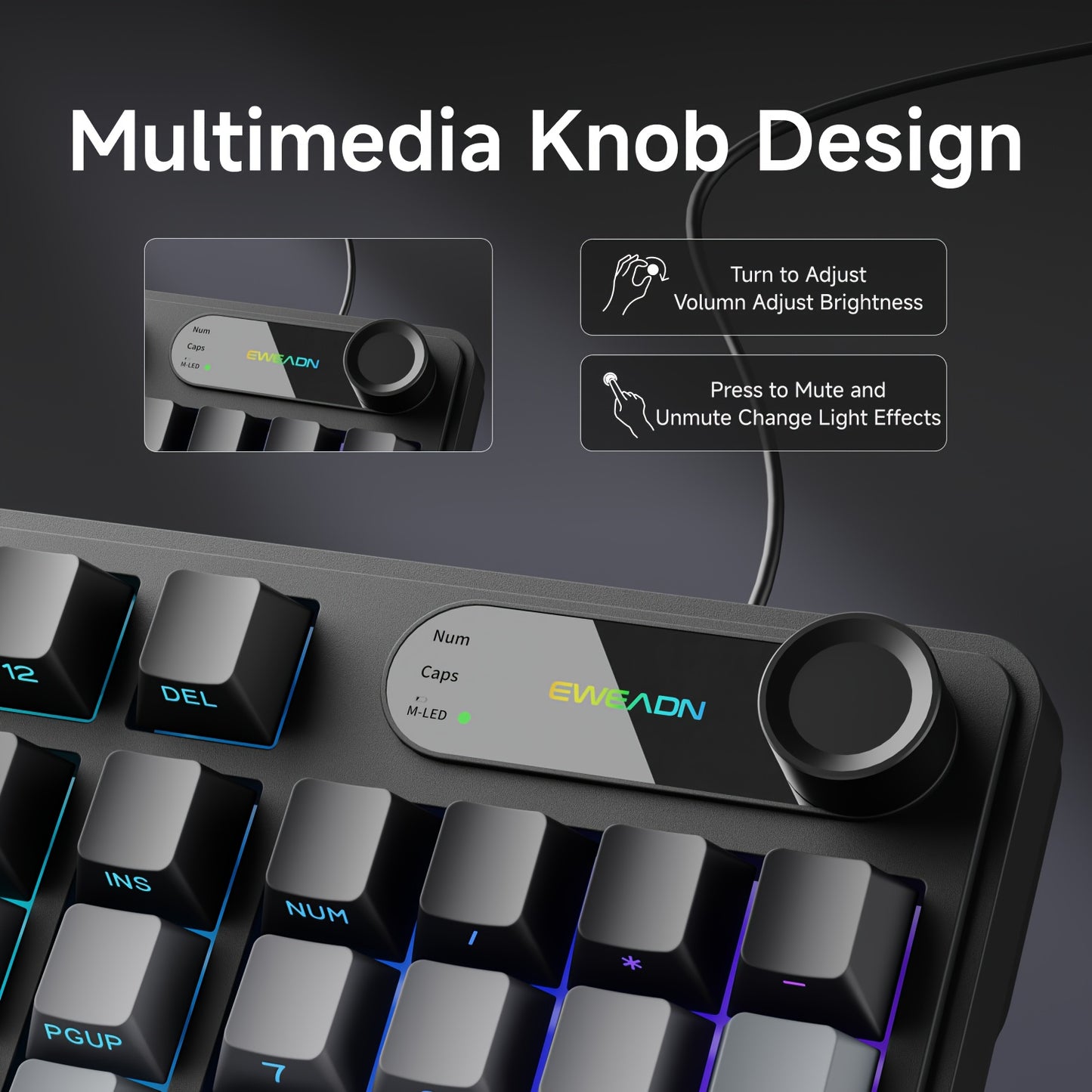 RGB Gaming Keyboard EWEADN V102 RGB Wired Gaming Keyboard - 99-Key Silent Mechanical-like Switches