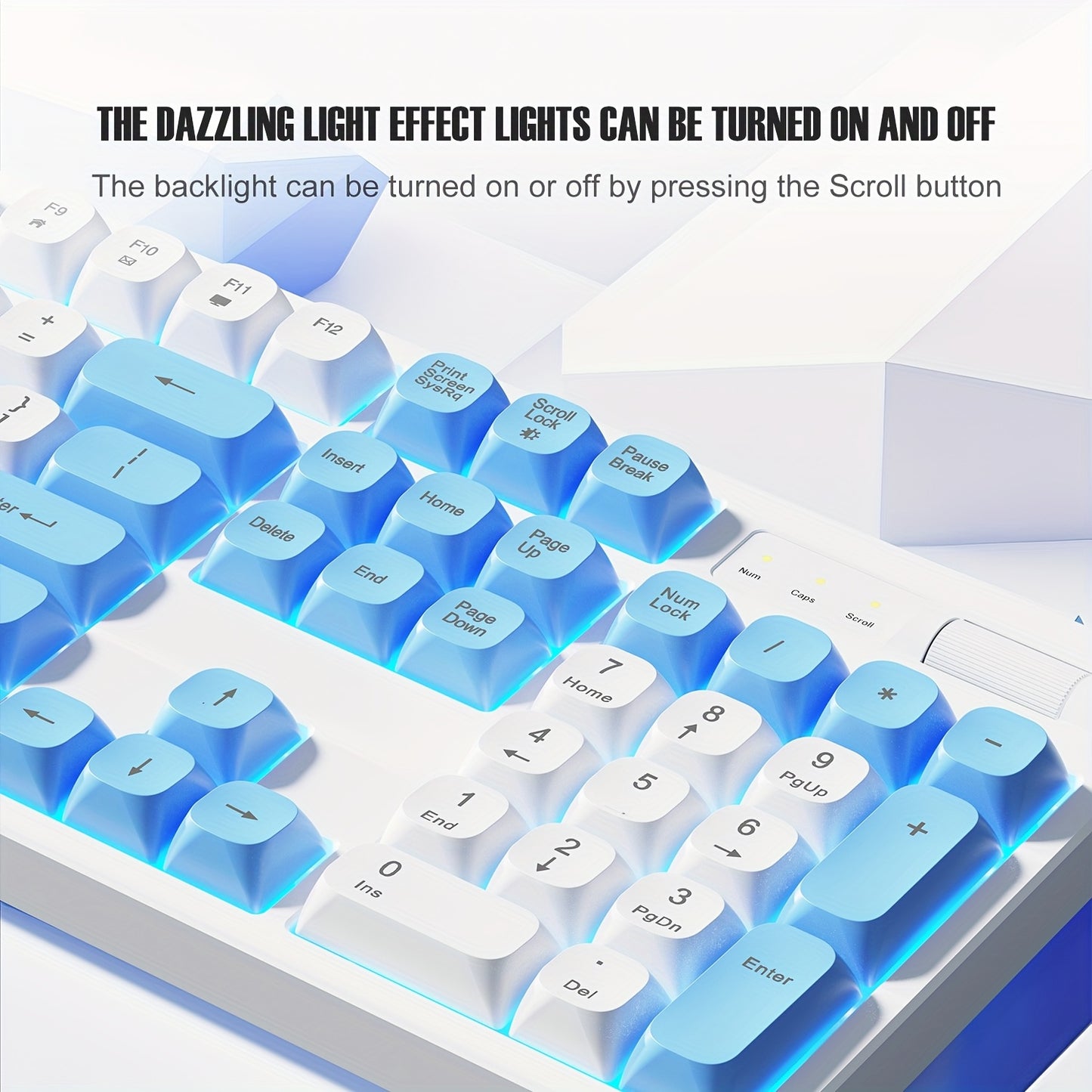 Gaming keyboard with cable USB plug and backlight, volume wheel - suitable for desktop computers, laptops and general office equipment.