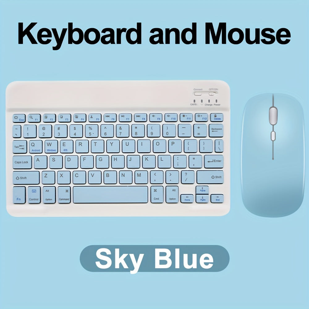 10 inch Mini Wireless Keyboard and Mouse Rechargeable Slim English Keyboard and mouse set for iPad Air Pro Tablet for Android Windows