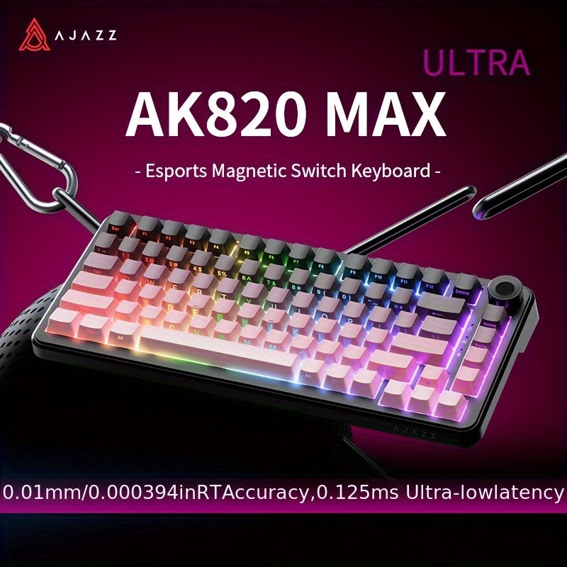 AJAZZ AK820 MAX New Tri-Mode Magnetic Shaft Upgrade Edition: Stylish Wireless Gaming Keyboard with Adjustable Key Travel and Low Latency, RT Support