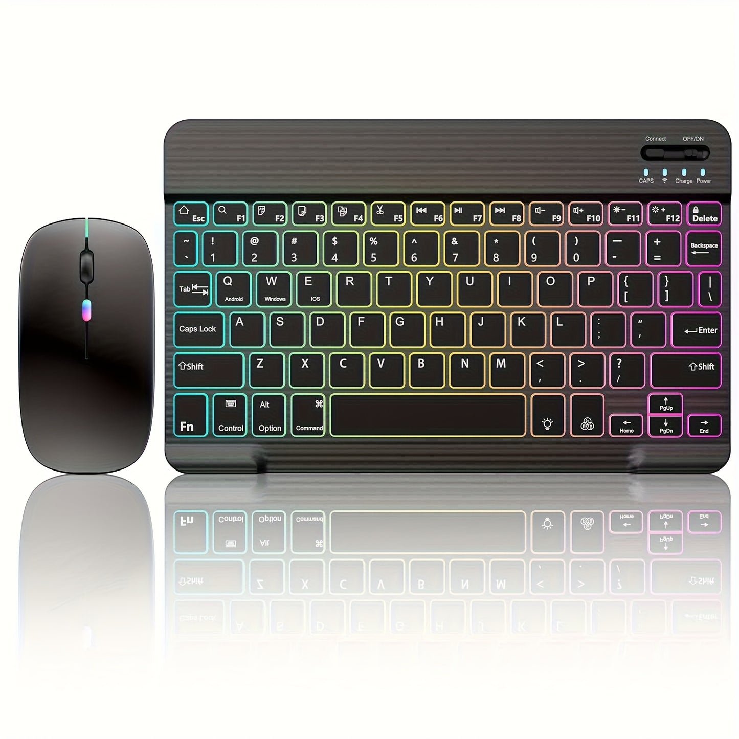 Ultra-thin RGB Luminous Wireless Mini Keyboard, Rechargeable - Easily Pair with iPad, Tablet, Smartphone And Android Windows