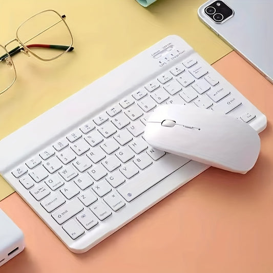 10 inch Mini Wireless Keyboard and Mouse Rechargeable Slim English Keyboard and mouse set for iPad Air Pro Tablet for Android Windows