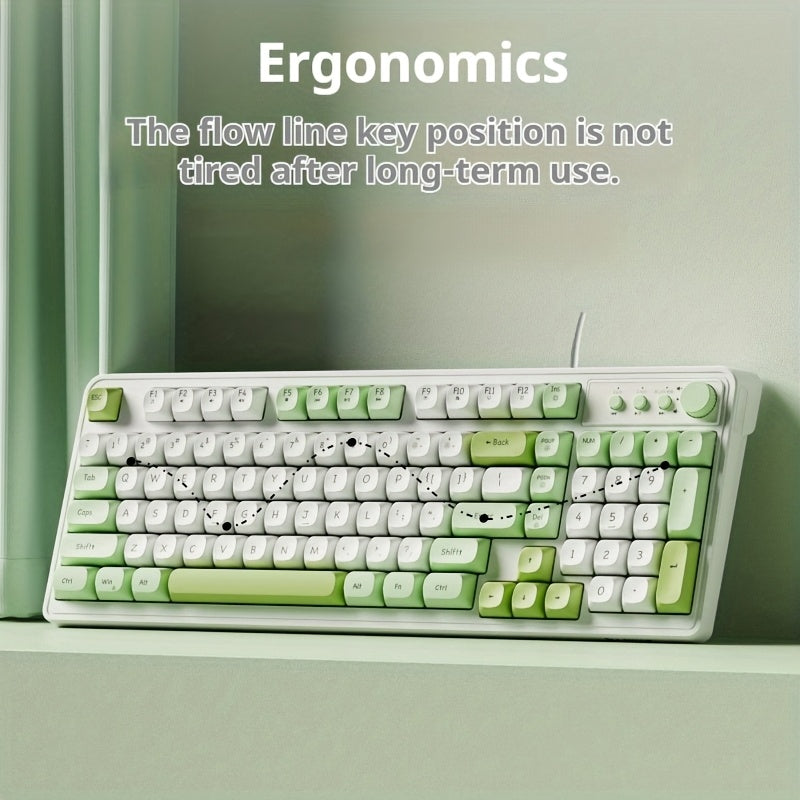 EWEADN Wired Silent Gaming Keyboard with Rainbow Backlight, Quiet Typing Keys