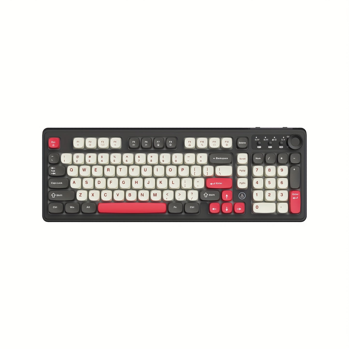 AJAZZ AF98 Wireless Rechargeable Film Keyboard RGB Backlight, Portable Black Office Keyboard - 98 Keys, Supports 2.4G\u002FBT1, with Media Knob, Ball Keycaps, Suitable for Gamers and Office Use, Compatible with Windows\u002FLaptop Gaming Peripherals