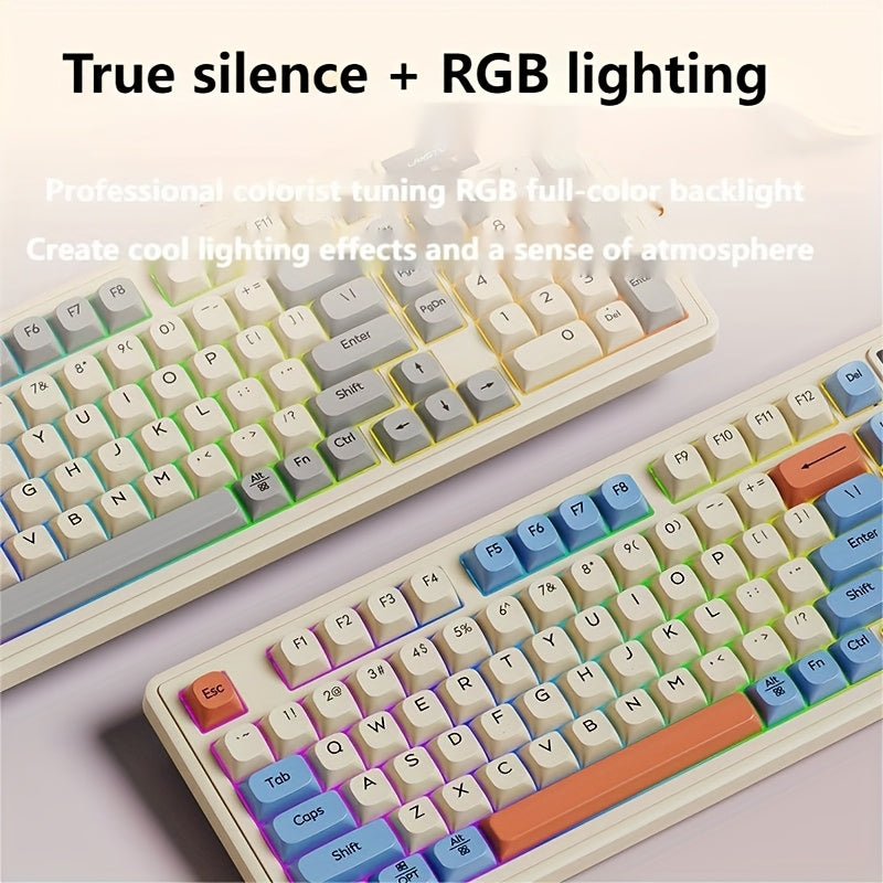 Wired Gaming Keyboard - Rainbow Backlight, Portable Black Keyboard, 98-Key Office Keyboard, Ergonomic Design with Multimedia Knob and Ball-shaped Keys, Suitable for Gamers and Office Use, Compatible with Windows and Laptop Accessories