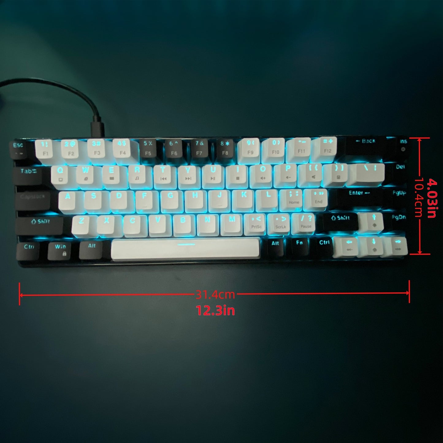 HXSJ 68-Key Mechanical Gaming Keyboard with  Switches, Compact 60% Compact Design