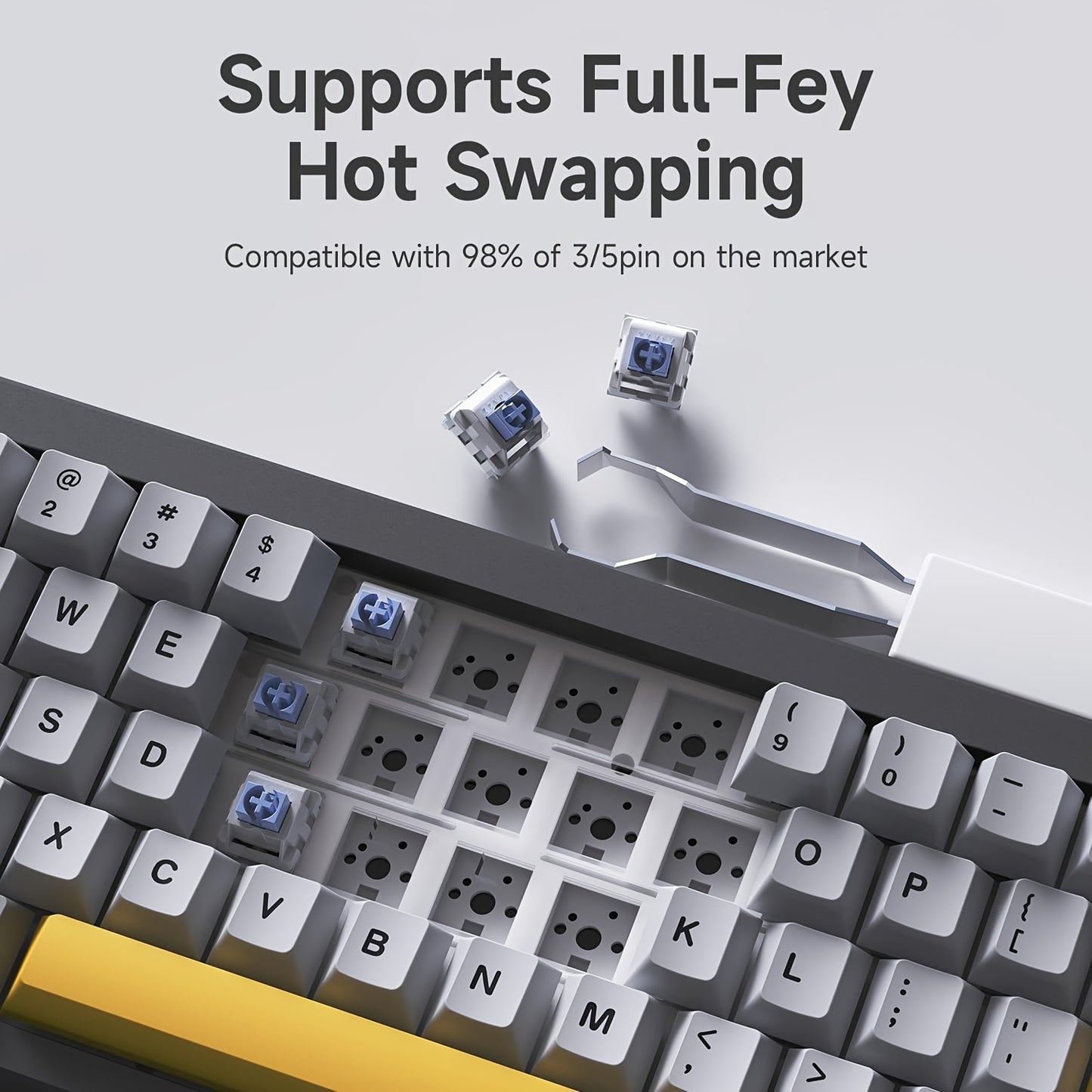 AK650 65% Compact Mechanical Gaming Keyboard with 3 Modes, Wireless Connectivity, 0.85\