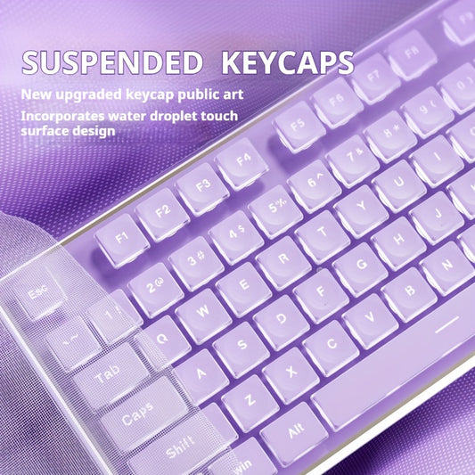 EWEADN V3 Gaming Wired Keyboard Mechanical Feel Led-Backlit, Purple Office Keyboard Silent Full Size