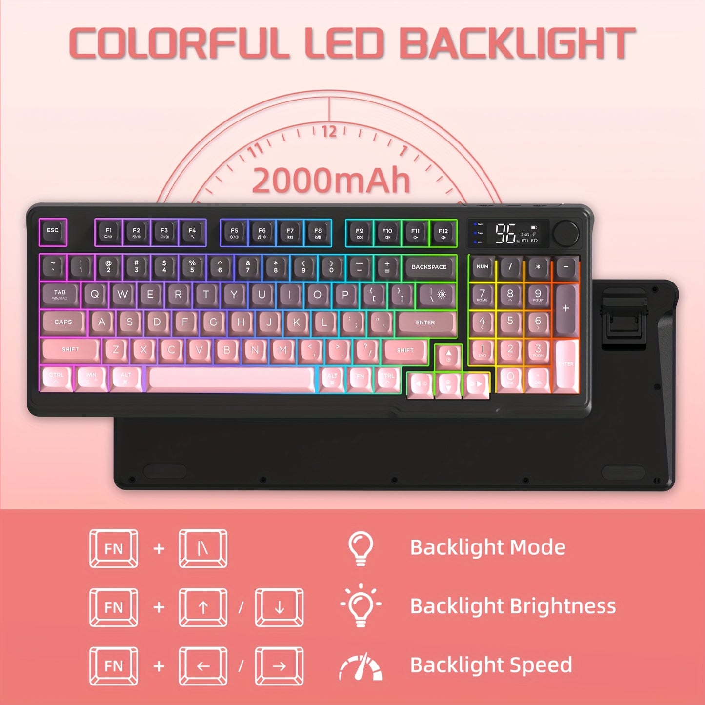 ATTACK SHARK X FREEWOLF M96 Dual Mode Wireless Gaming Keyboard with 2.4G & BT 5.0