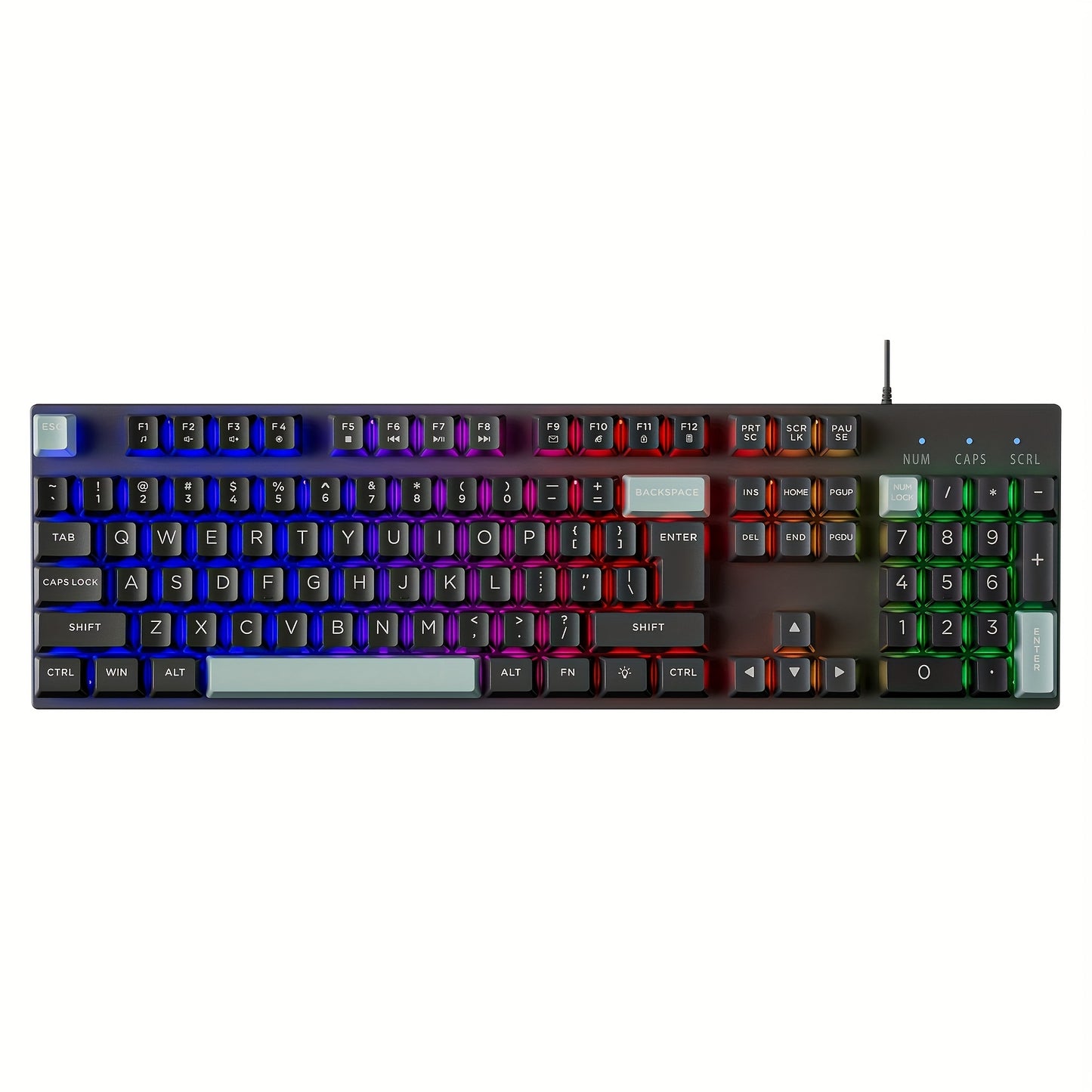 Rainbow LED Gaming Keyboard Rainbow LED Backlit Mechanical Feeling Gaming Keyboard, 104 Keys Wired Keyboard | USB Wired Mechanical Computer Keyboard for Office Laptop, Desktop, PC Gamers