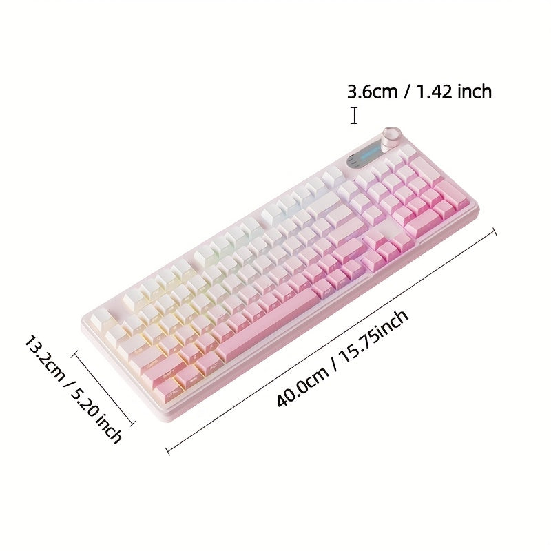 EWEADN Wireless Tri-Mode Keyboard with RGB Backlight, Peach Gradient Keycaps, Silent Typing